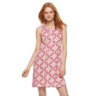 Women's Caribbean Joe Mosaic Smocked Henley Dress, Size: Medium, Med Purple