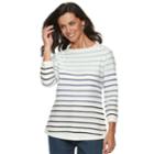 Women's Croft & Barrow&reg; Button-shoulder Crewneck Sweater, Size: Small, Natural