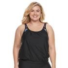 Plus Size N 2-in-1 Tankini Top, Women's, Size: 1xl, Black
