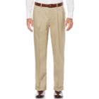 Men's Savane Straight-fit Stretch Crosshatch Pleated Dress Pants, Size: 33x30, Beige