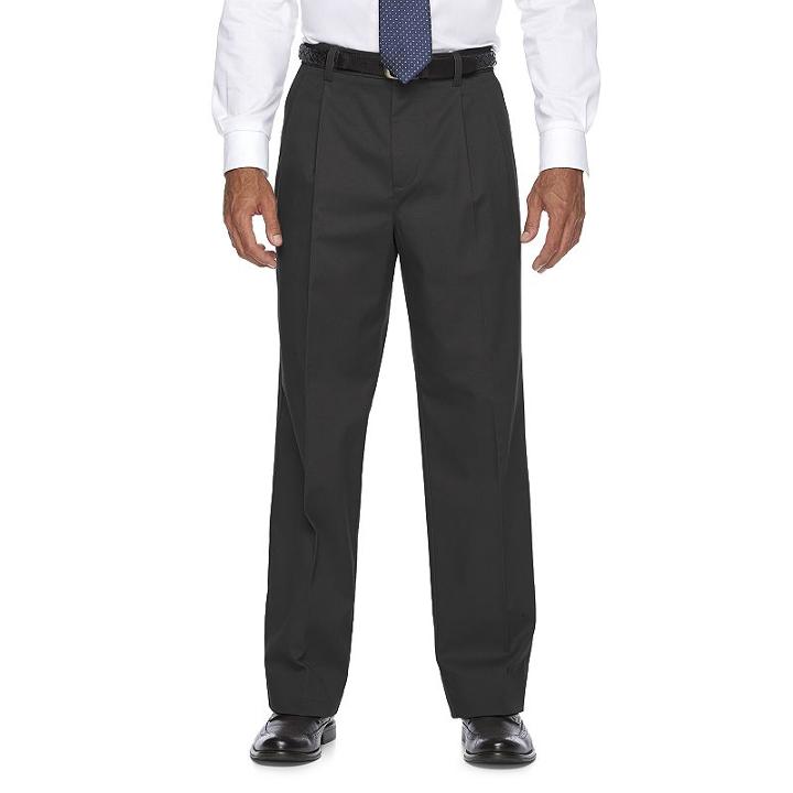 Men's Croft & Barrow&reg; Classic-fit Easy-care Stretch Pleated Pants, Size: 31x32, Black