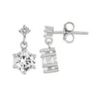 Sterling Silver Lab-created White Sapphire Double Drop Earrings, Women's