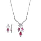 Crystal Allure Teardrop Necklace And Drop Earring Set, Girl's, Size: 18, Pink