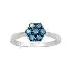 10k White Gold 1/2 Carat T.w. Blue Diamond Flower Ring, Women's, Size: 7