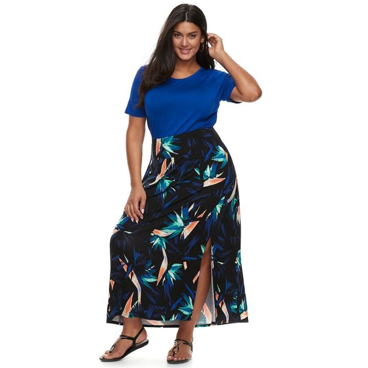 Plus Size Apt. 9&reg; Tummy Control Maxi Skirt, Women's, Size: 0x, Black