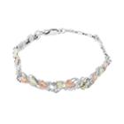 Black Hills Gold Tri-tone Leaves & Vines Bracelet In Sterling Silver, Women's, Size: 7, Grey