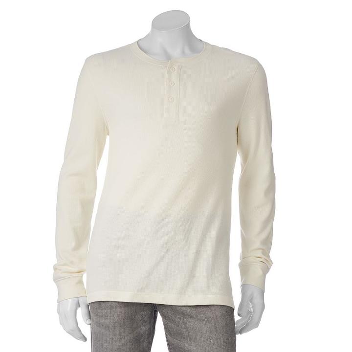 Big & Tall Sonoma Goods For Life&trade; Thermal Henley, Men's, Size: L Tall, White Oth