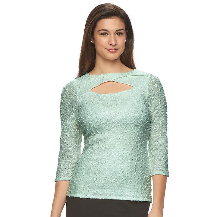 Petite Jennifer Lopez Cutout Boucle Top, Women's, Size: Xs Petite, Med Blue