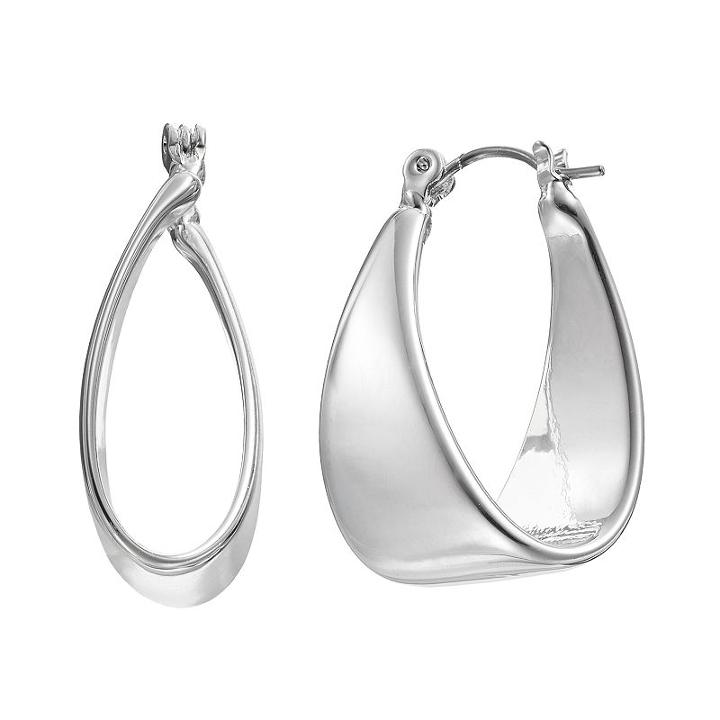 Dana Buchman Folded Hoop Earrings, Women's, Silver