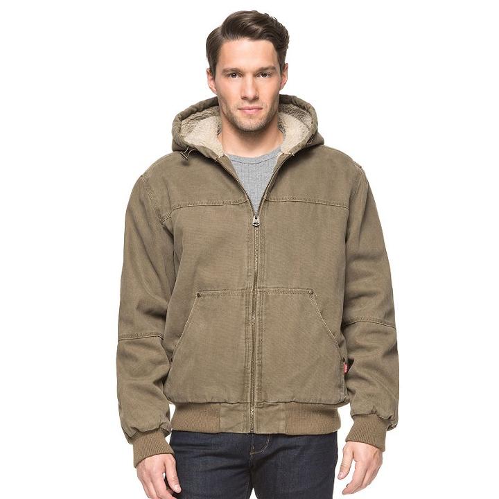 Big & Tall Levi's Sherpa-lined Canvas Bomber Jacket, Men's, Size: L Tall, Dark Beige