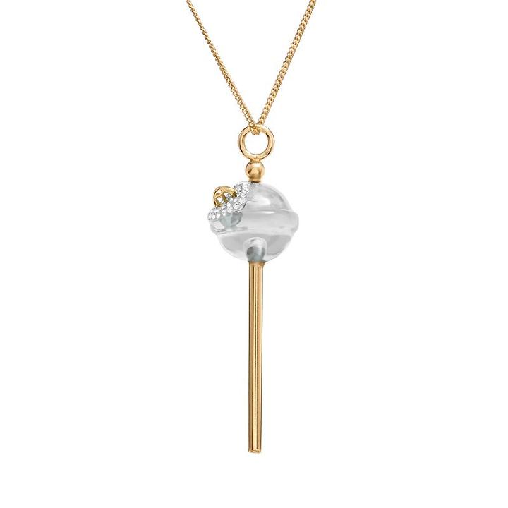 Amore By Simone I. Smith A Sweet Touch Of Hope 18k Gold Over Silver Crystal Lollipop Pendant, Women's, Size: 18, White