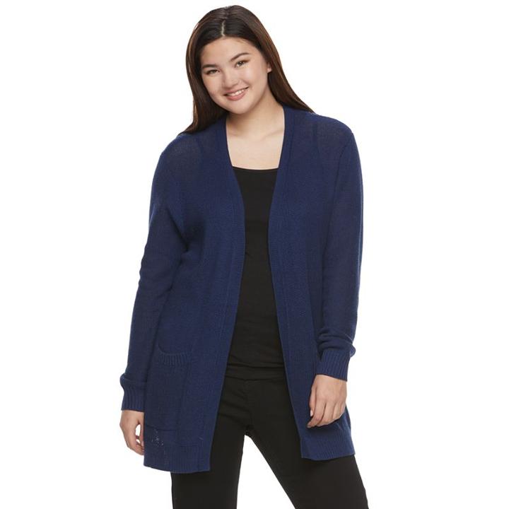Juniors' Plus Size So&reg; Solid Boyfriend Cardigan, Teens, Size: 3xl, Blue