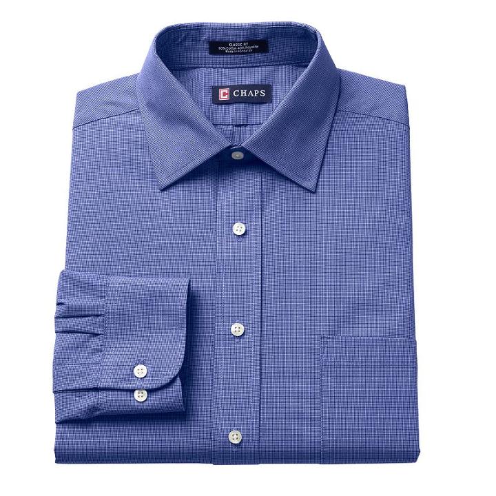 Men's Chaps Classic-fit Solid Broadcloth Spread-collar Dress Shirt, Size: 14.5-32/33, Med Blue