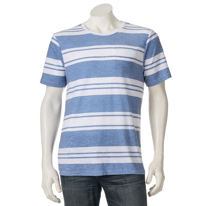 Men's Distortion Varied Striped Tee, Size: Medium, White