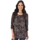 Women's Apt. 9&reg; Textured Tee, Size: Small, Bordeaux Floral