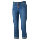 Women's Juicy Couture Button Fly Capri Jeans, Size: 16, Black