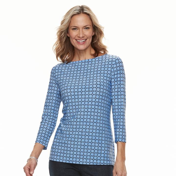 Women's Croft & Barrow&reg; Jacquard Boatneck Tee, Size: Small, Light Blue