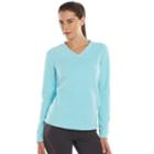 Women's Tek Gear&reg; Microfleece V-neck Sweatshirt, Size: Small, Light Blue