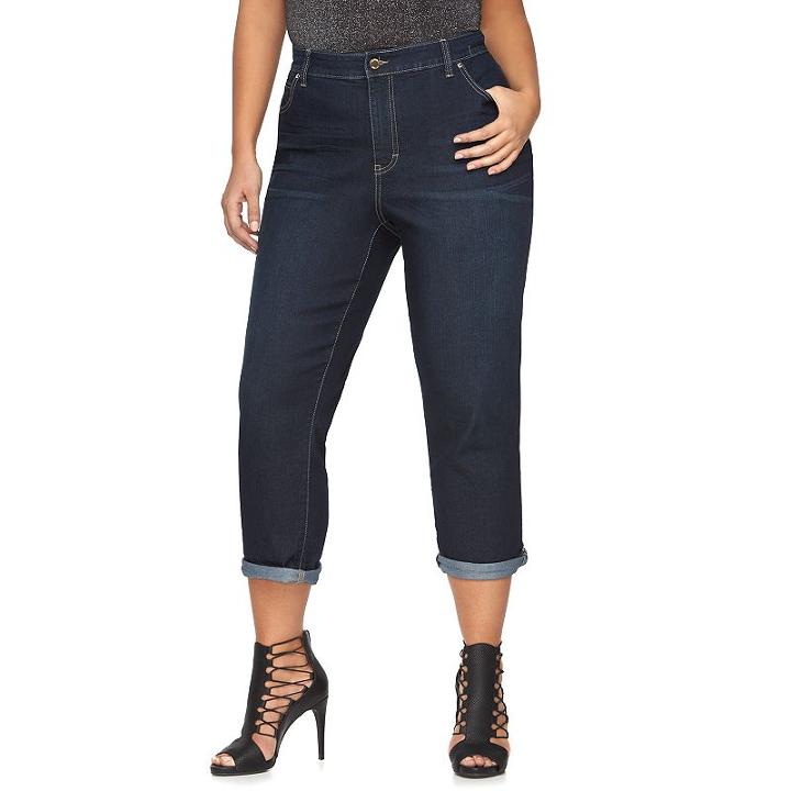 Plus Size Jennifer Lopez Cuffed Capris, Women's, Size: 24 W, Blue