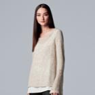 Women's Simply Vera Vera Wang Pointelle Mock-layer Top, Size: Xl, Lt Brown