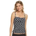Women's Chaps Polka-dot Bandeaukini Top, Size: 8, Black