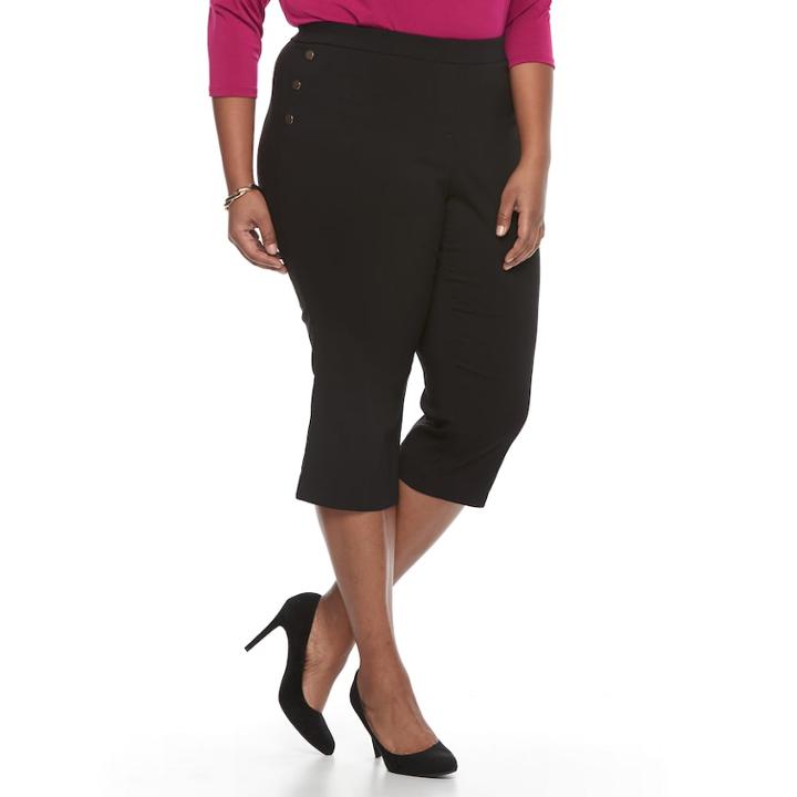 Plus Size Dana Buchman Sailor Capri Pants, Women's, Size: 3xl, Black