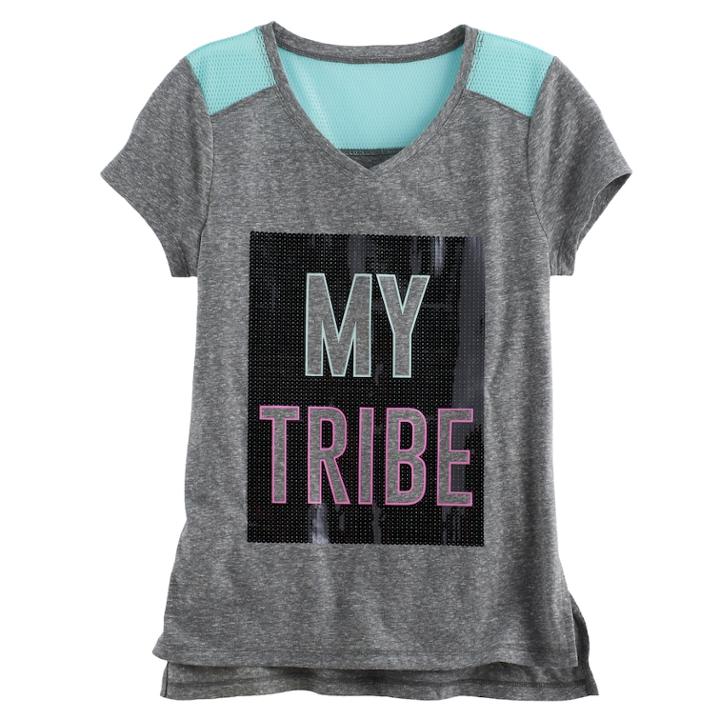 Girls Plus Size So&reg; Blocked Mesh Tee, Size: 12 1/2, Dark Grey