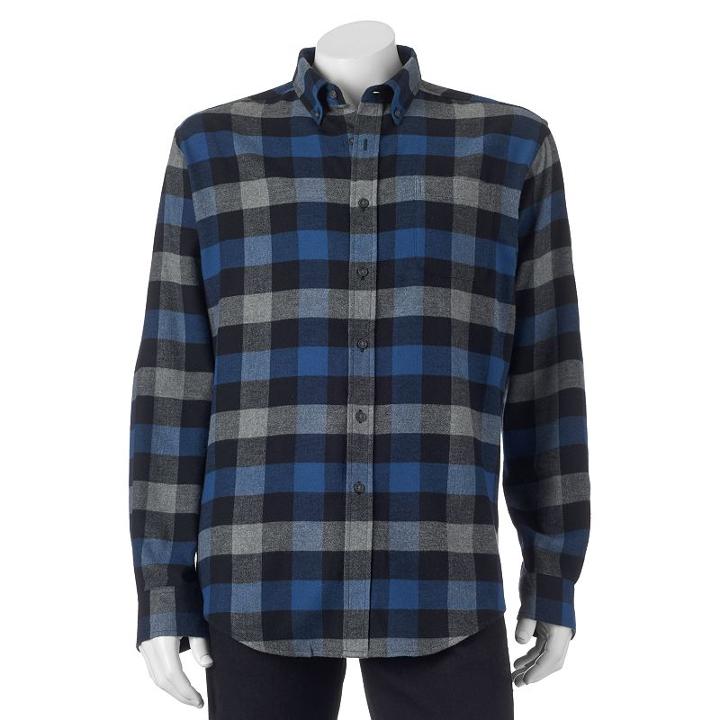 Men's Croft & Barrow&reg; Slim-fit Plaid Flannel Button-down Shirt, Size: Large, Black