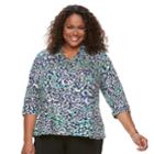 Plus Size Dana Buchman Pleated Peplum Shirt, Women's, Size: 3xl, Blue (navy)