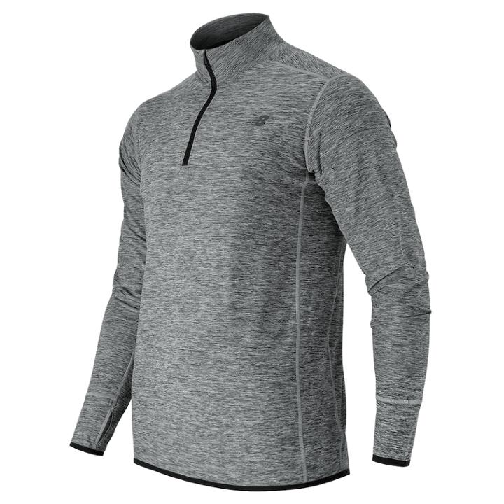 Men's New Balance Space-dyed Quarter-zip Pullover, Size: Large, Light Grey