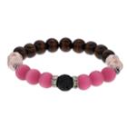 Believe In Pink Wood Bead Lava Stone Essential Oil Bracelet, Women's, Multicolor