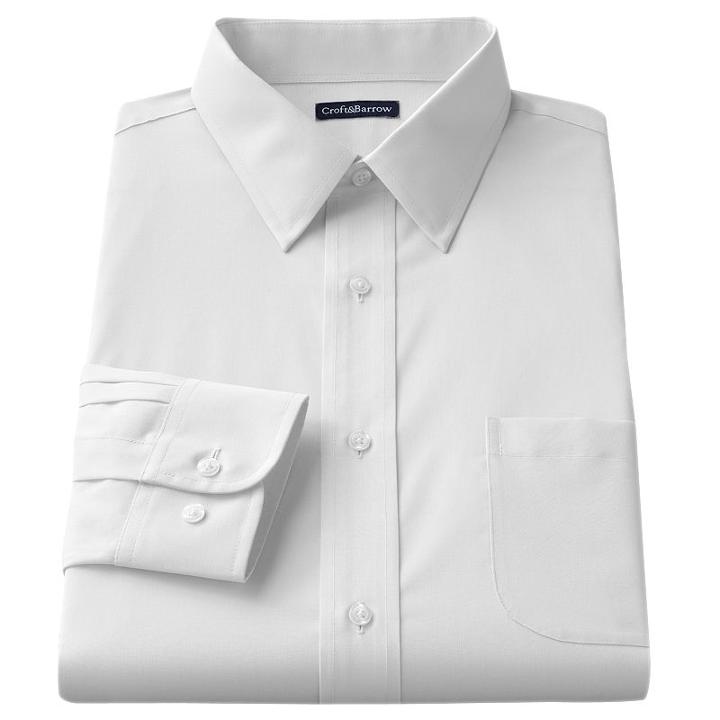 Big & Tall Croft & Barrow&reg; Solid Broadcloth Point-collar Dress Shirt, Men's, Size: 19 38/9t, White