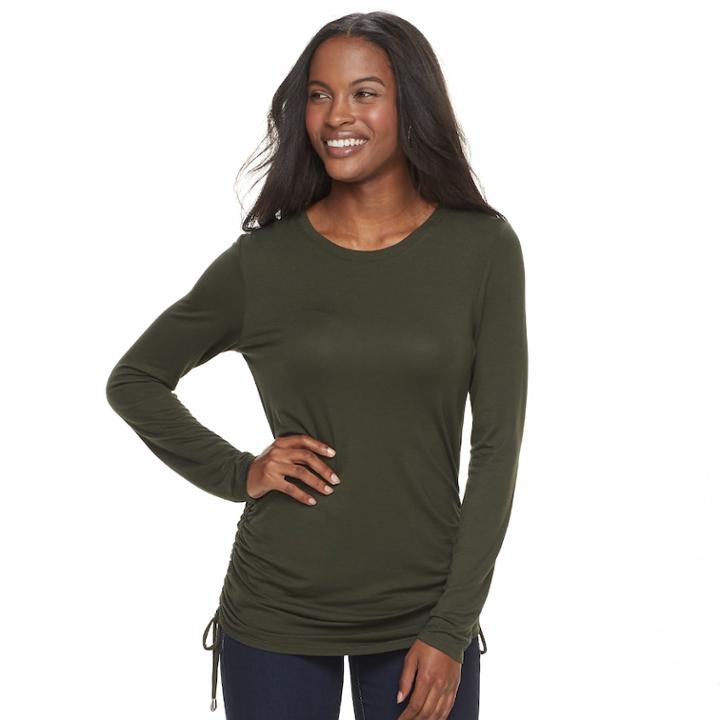 Women's Apt. 9&reg; Ruched Drawstring Tunic, Size: Xxl, Green