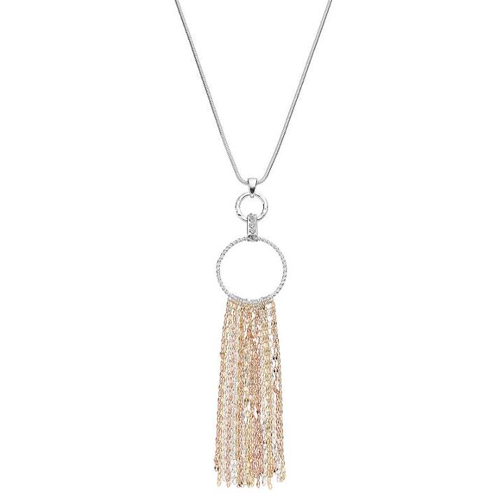 Jennifer Lopez Long Tri Tone Fringe Hoop Pendant Necklace, Women's, Multicolor
