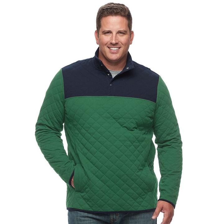 Big & Tall Croft & Barrow&reg; Classic-fit Quilted Mockneck Pullover, Men's, Size: Xl Tall, Dark Green