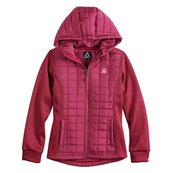 Girls 7-16 Reebok Spyder Fleece & Quilted Midweight Bubble Jacket, Size: 10-12, Red