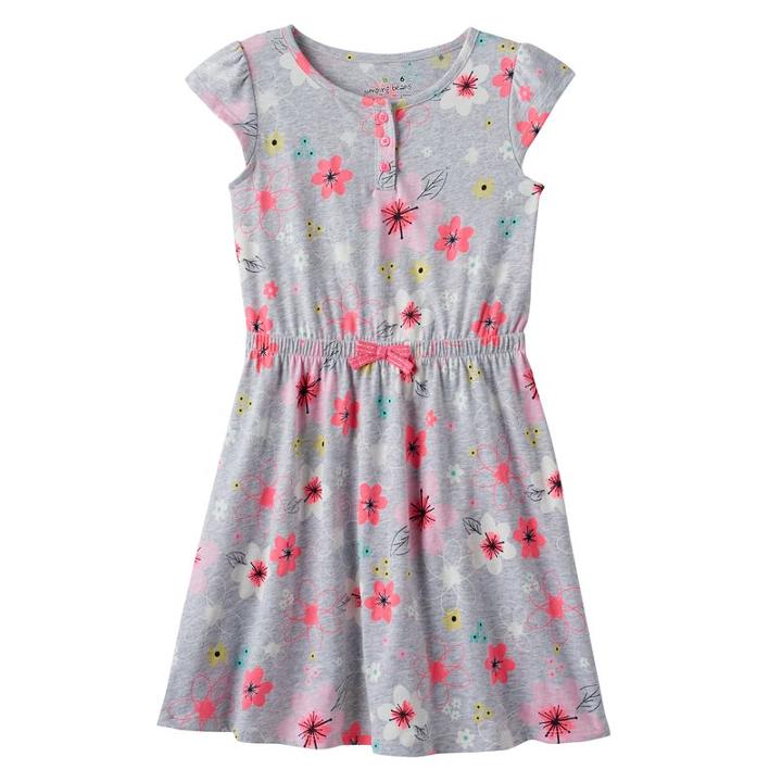 Girls 4-10 Jumping Beans® Patterned Henley Dress, Girl's, Size: 6x, Light Grey