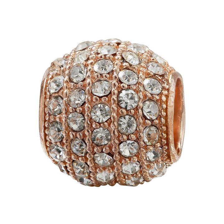 Individuality Beads Crystal 14k Rose Gold Over Silver Bead, Women's, White