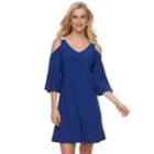 Women's Msk Embellished Cold-shoulder Shift Dress, Size: Large, Brt Blue