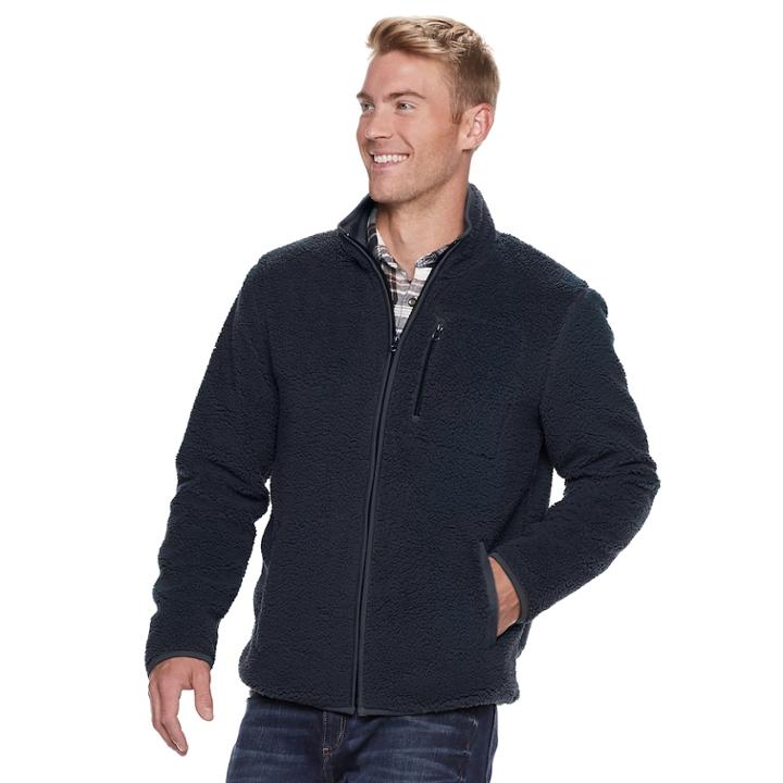 Men's Sonoma Goods For Life&trade; Modern-fit Sherpa Fleece Jacket, Size: Large, Dark Blue
