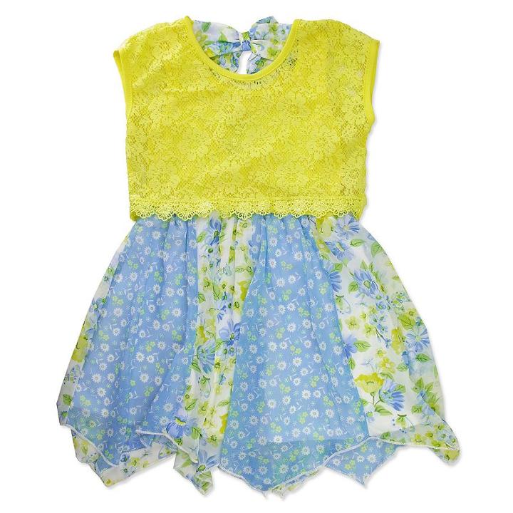 Girls 4-6x Nanette Lace Overlay Printed Dress, Girl's, Size: 6, Yellow Oth