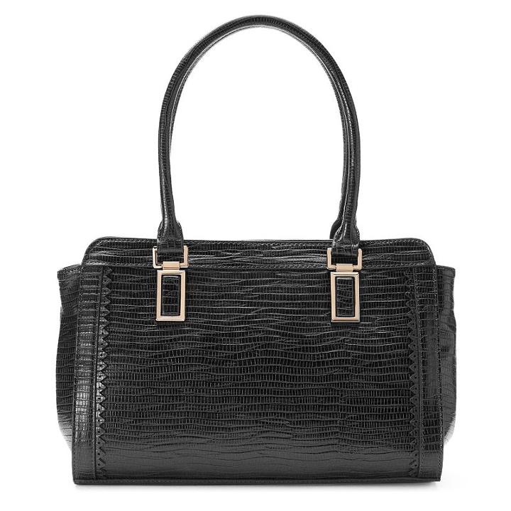La Diva Surrey Faux Snakeskin Satchel, Women's, Black