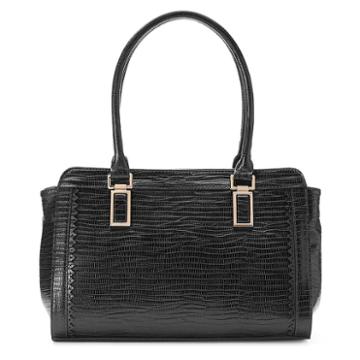 La Diva Surrey Faux Snakeskin Satchel, Women's, Black