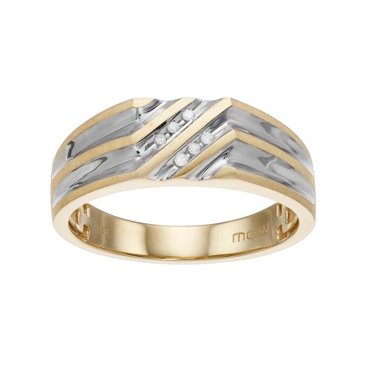 Men's Two Tone 10k Gold Diamond Accent Ring, Size: 11, White
