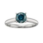 14k White Gold 1-ct. T.w. Round-cut Igl Certified Blue Diamond Solitaire Ring, Women's, Size: 6.50