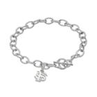 Dayna U Sterling Silver Florida State Seminoles Charm Toggle Bracelet, Women's, Size: 8, Grey