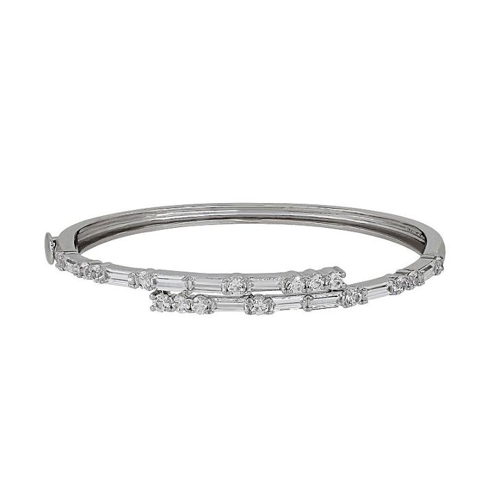 Simply Vera Vera Wang Sterling Silver Lab-created White Sapphire Bypass Bangle Bracelet, Women's, Size: 7