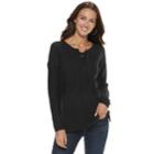 Women's Sonoma Goods For Life&trade; Cable Knit Lace-up Sweater, Size: Large, Black
