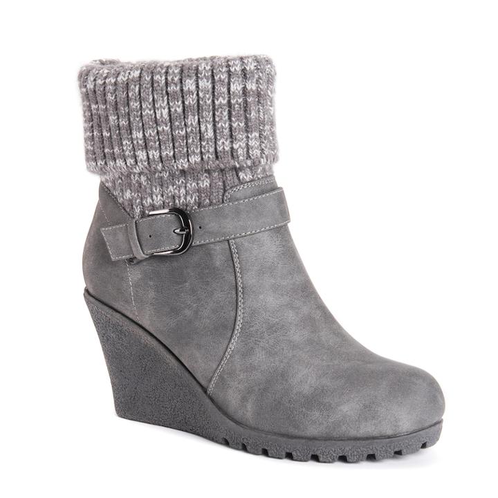 Muk Luks Georgia Women's Wedge Winter Boots, Size: 8, Grey