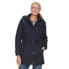 Women's Weathercast Quilted Hooded Midweight Jacket, Size: Large, Blue (navy)